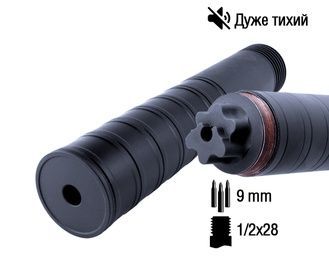 Розбірний ПБС з максимальним звукогасінням для MP5, Akdas SA-9, Kel-Tec Sub 2000  S441, 9mm, 1/2x28 фото